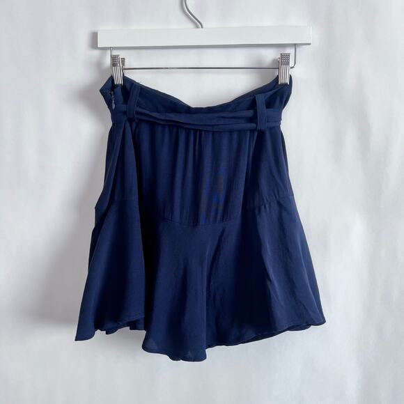 ZARA BASICS WOMENS SKORT NAVY BLUE SIZE L FLOWY BELT LOOPS WITH SASH TIE - Picture 4 of 7